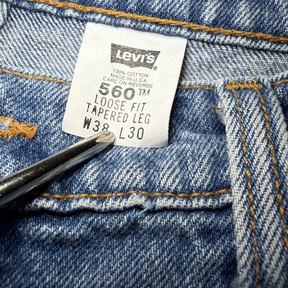 Vtg 90s Levi's 560‎ Loose Fit Tapered Leg Jeans Men 38x30 Blue Made in USA